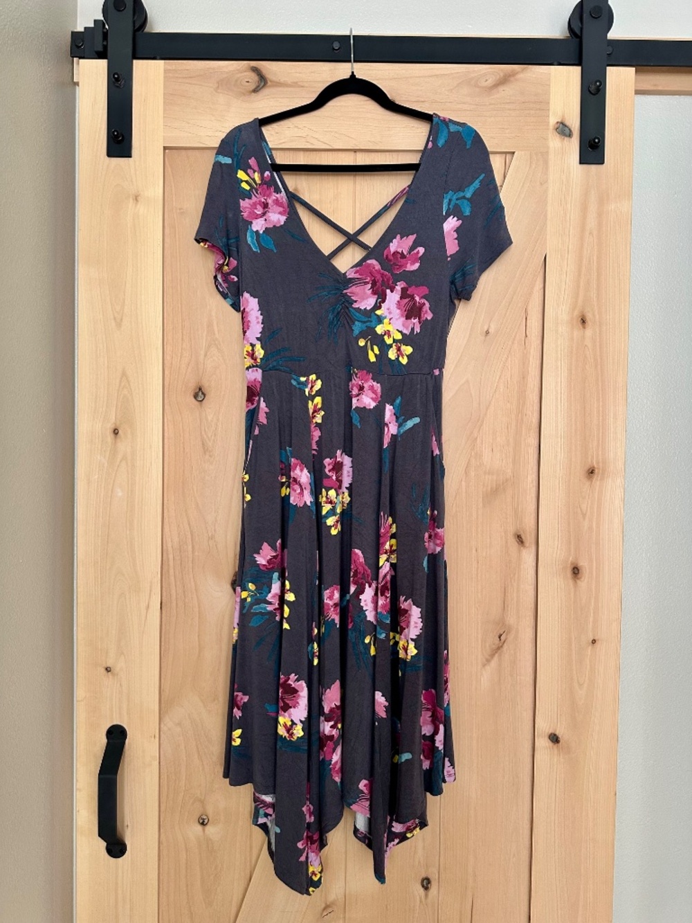 Torrid Super Soft Knits Gray Floral Dress